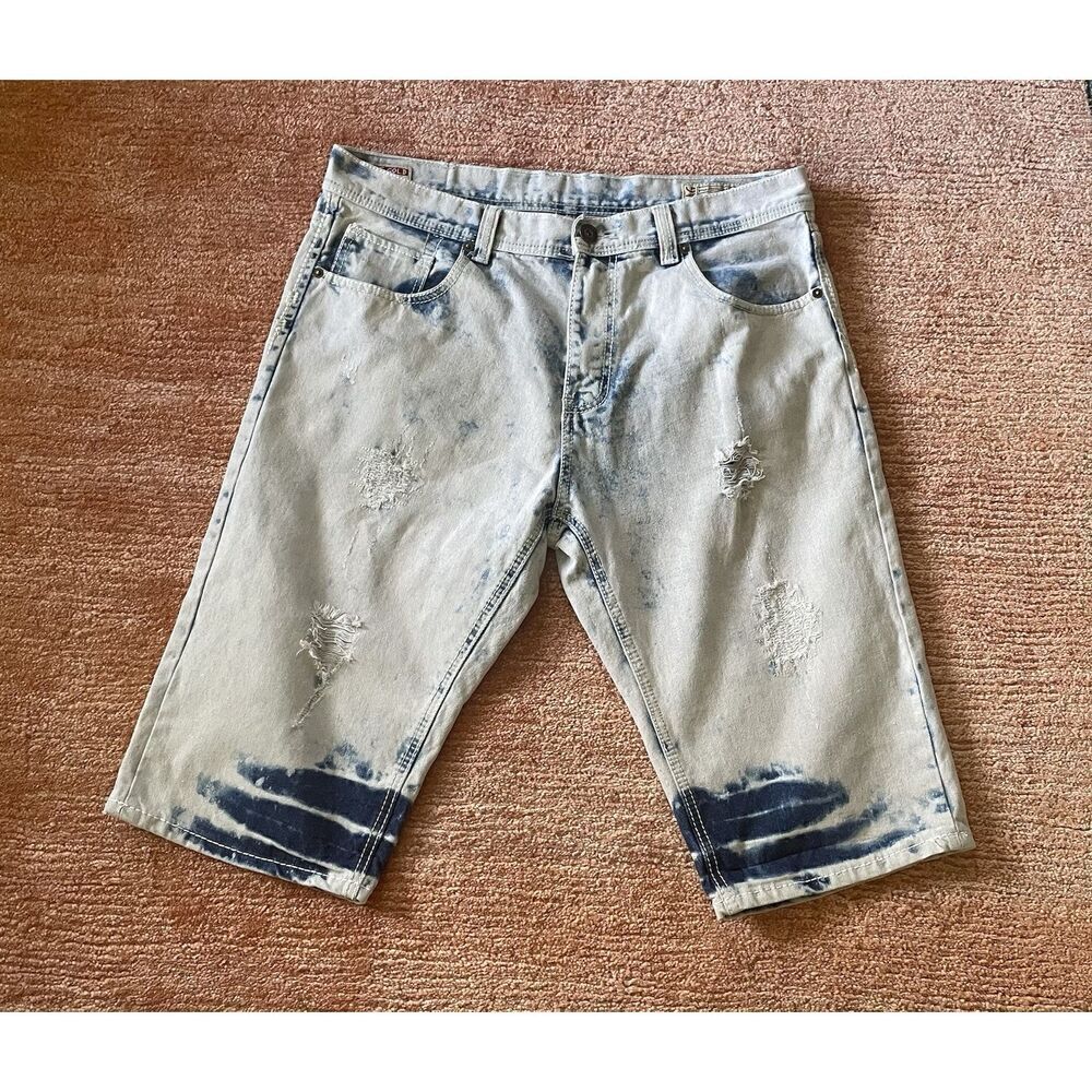 Attitude Gold AG Men’s  Shorts Brooklyn Fit  Blue Slim Distressed Size 36